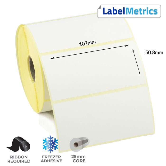 107 x 50.8mm Thermal Transfer Labels - Freezer Adhesive