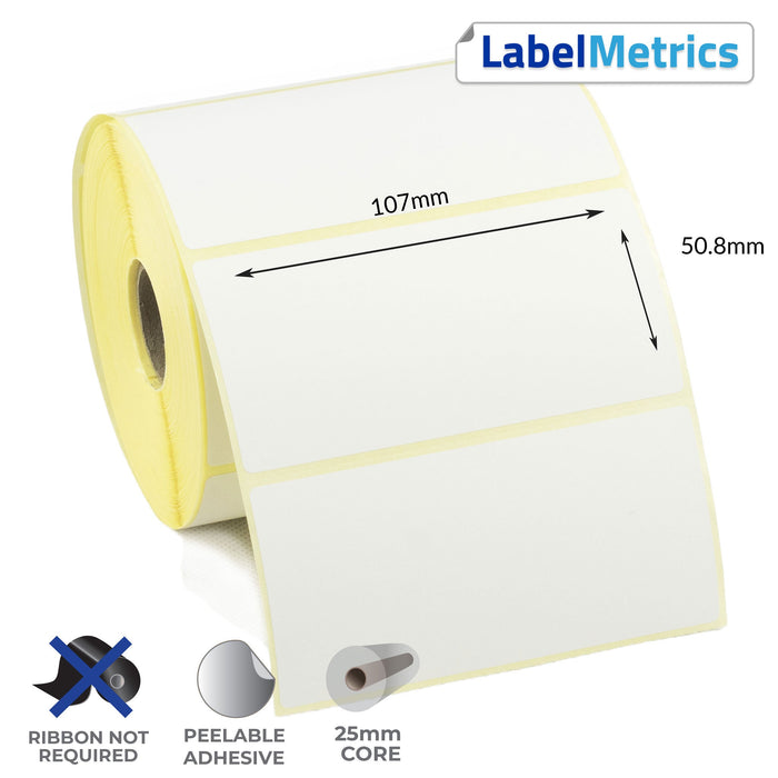 107 x 50.8mm Direct Thermal Labels - Removable Adhesive