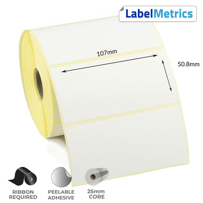 107 x 50.8mm Thermal Transfer Labels - Removable Adhesive