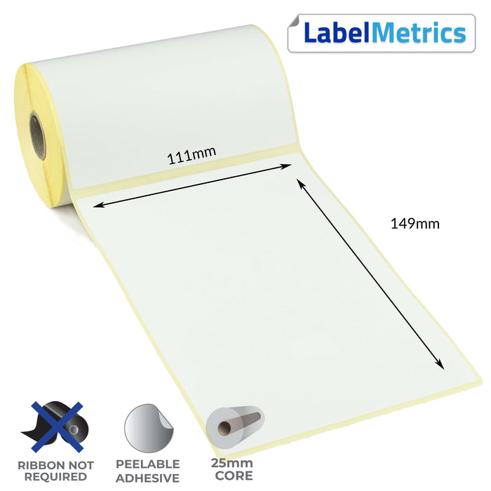 111 x 149mm Perforated Direct Thermal Labels - Removable Adhesive