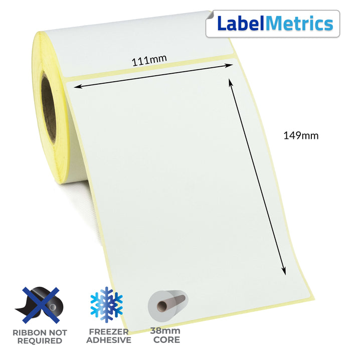 111 x 149mm Perforated Direct Thermal Labels - Freezer Adhesive