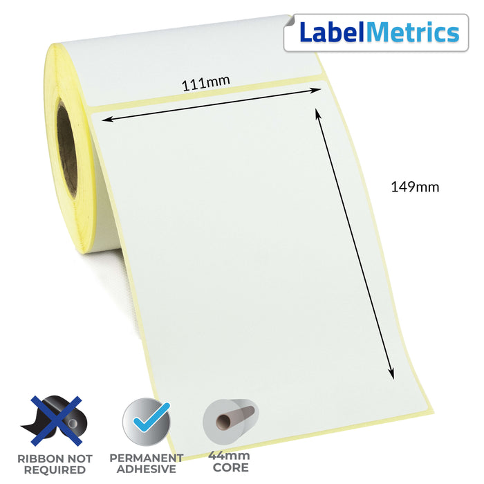 111 x 149mm Perforated Direct Thermal Labels - Permanent Adhesive