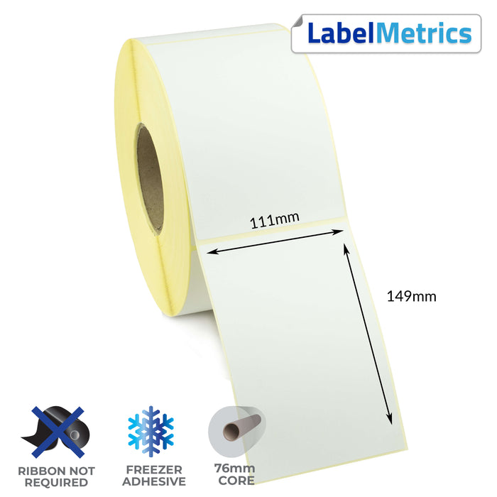 111 x 149mm Perforated Direct Thermal Labels - Freezer Adhesive