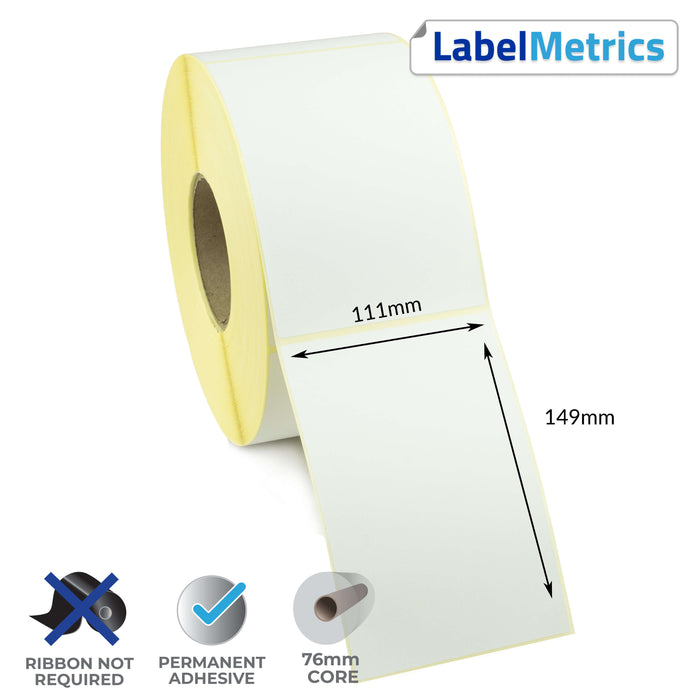 111 x 149mm Perforated Direct Thermal Labels - Permanent Adhesive