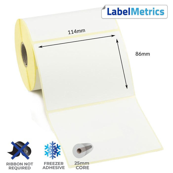 114 x 86mm Direct Thermal Labels - Freezer Adhesive