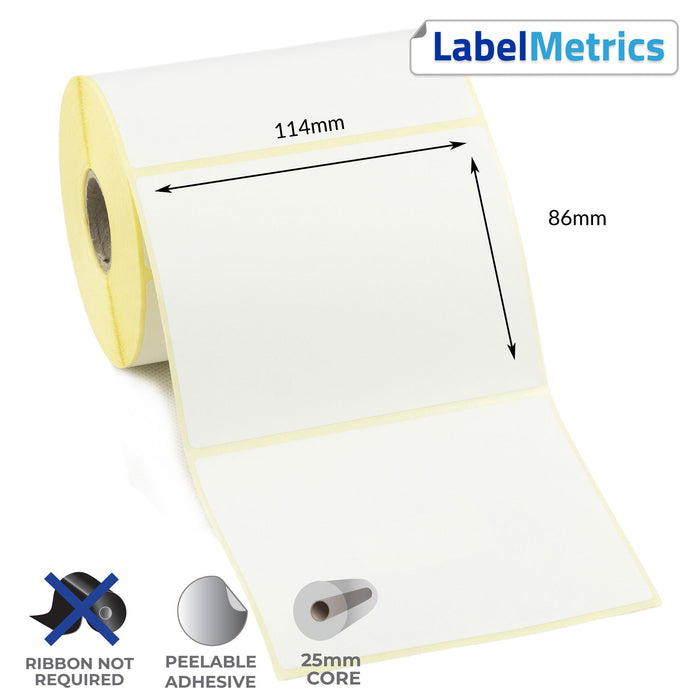 114 x 86mm Direct Thermal Labels - Removable Adhesive