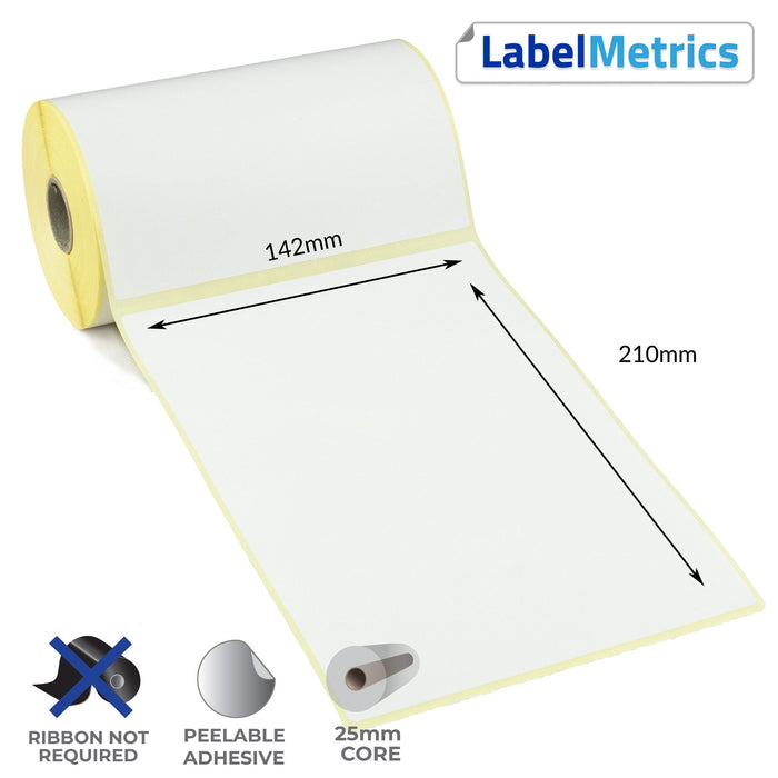 142 x 210mm Direct Thermal Labels - Removable Adhesive