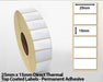 25 x 15mm Direct Thermal Top Coated Labels - Permanent Adhesive