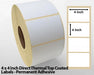 4 x 4 Inch Direct Thermal Top Coated Labels - Permanent Adhesive