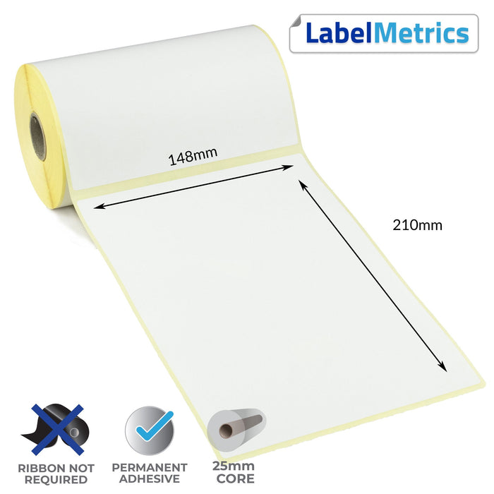 148 x 210mm Direct Thermal Labels - Permanent Adhesive