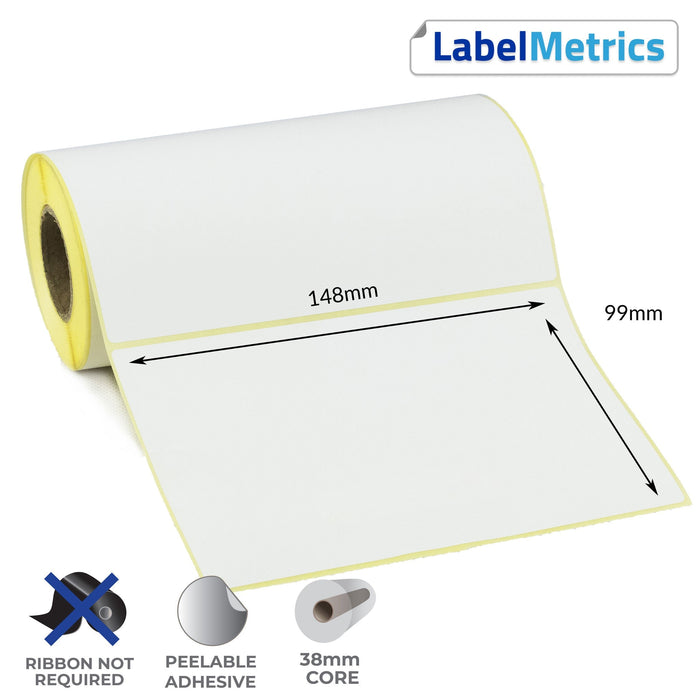 148 x 99mm Direct Thermal Labels - Removable Adhesive