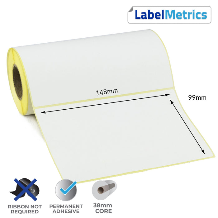 148 x 99mm Direct Thermal Labels - Permanent Adhesive