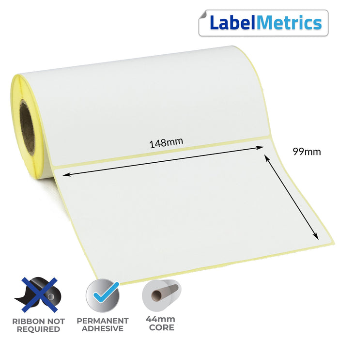 148 x 99mm Direct Thermal Labels - Permanent Adhesive