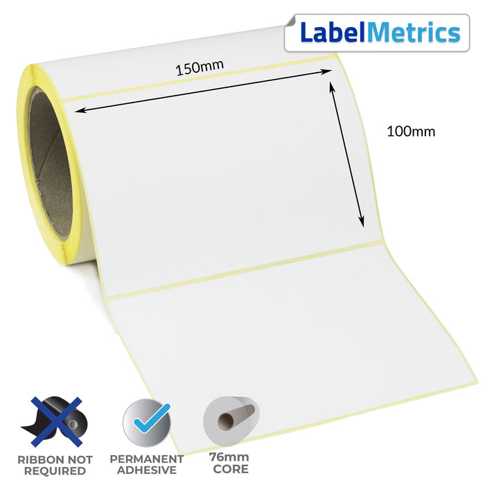 150 x 100mm Direct Thermal Labels - Permanent Adhesive