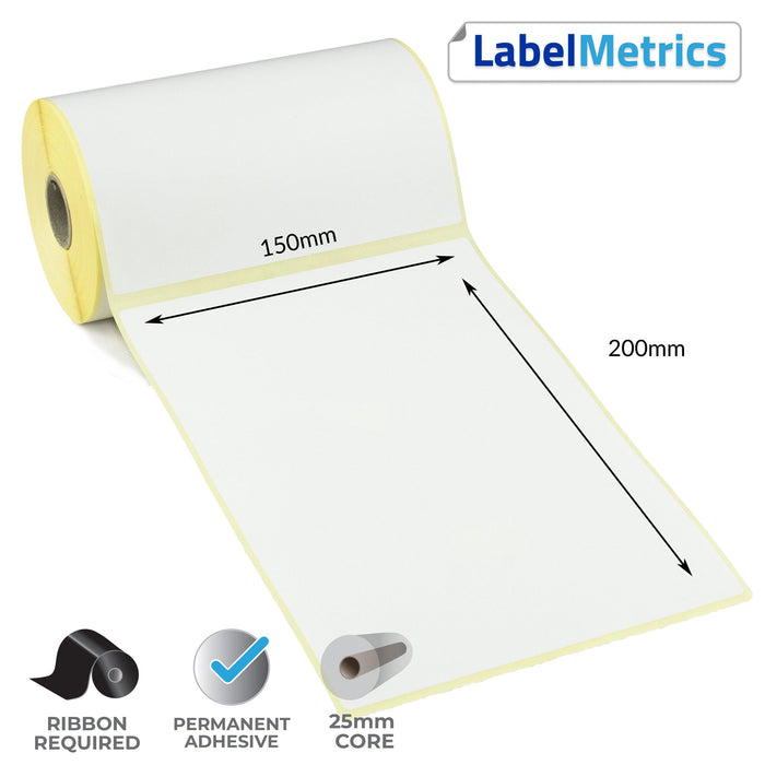 150 x 200mm thermal transfer labels - permanent adhesive — LabelMetrics