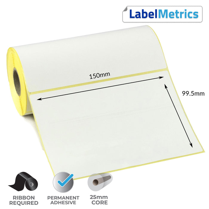 150 x 99.5mm Thermal Transfer Labels - Permanent Adhesive