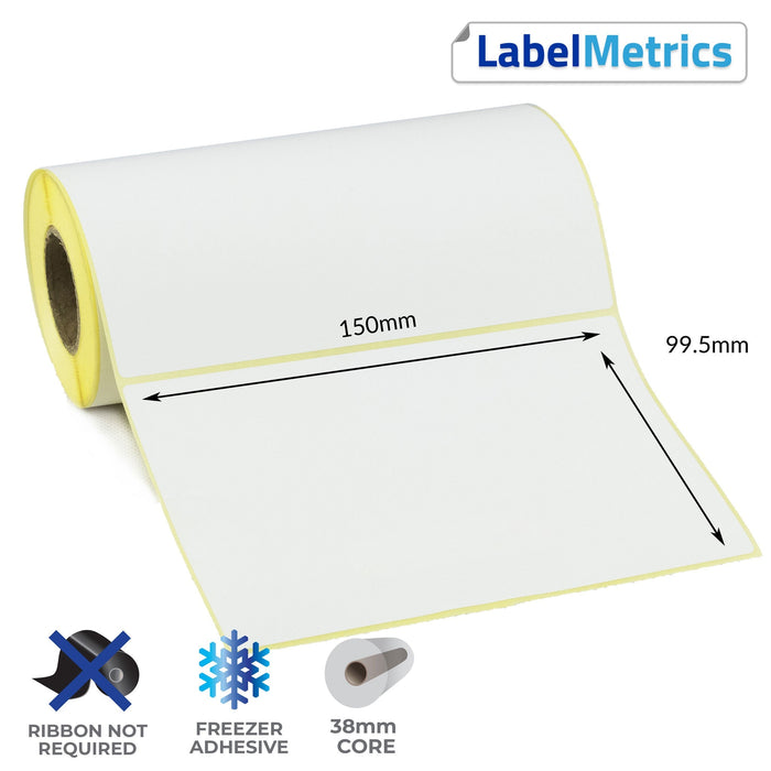 150 x 99.5mm Direct Thermal Labels - Freezer Adhesive