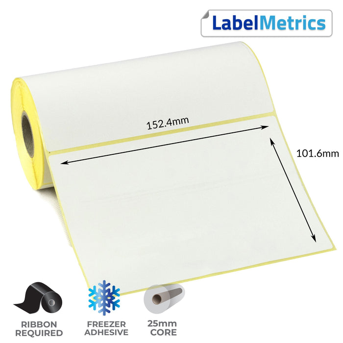 152.4 x 101.6mm Thermal Transfer Labels - Freezer Adhesive