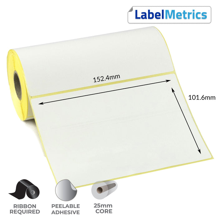 152.4 x 101.6mm Thermal Transfer Labels - Removable Adhesive