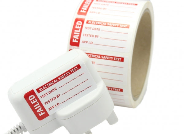 1000 x Red Failed PAT testing labels 50mm x 25mm on Polypropylene ...