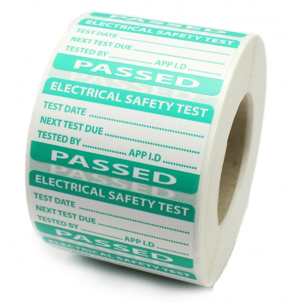 1000 x Green Passed PAT testing Labels - Strong Polypropylene - Tear P ...