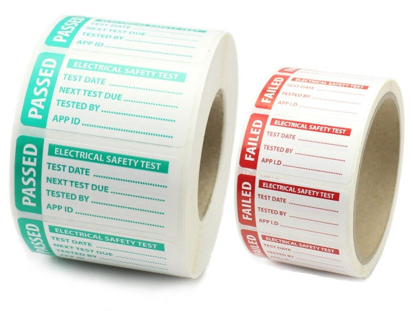 1000 passed PAT test labels and 100 FREE failed labels. 50mm x 25mm Bundle.