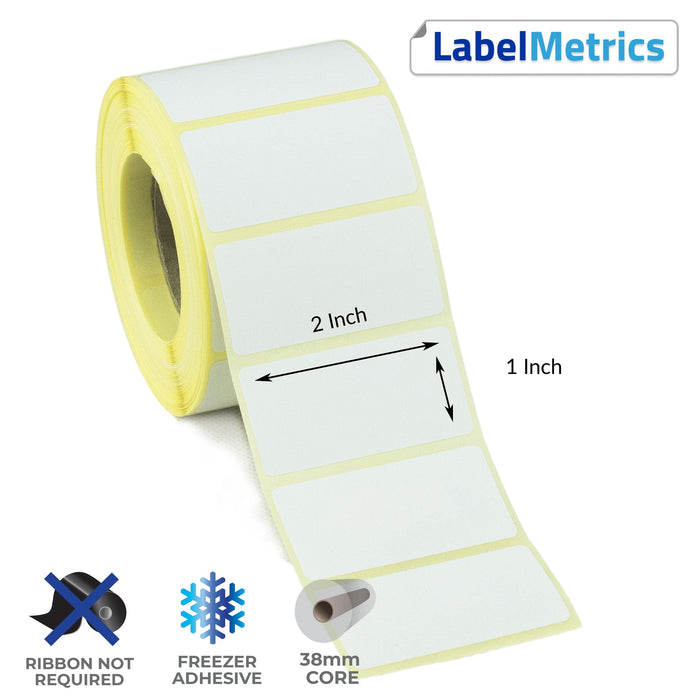 2x1 Inch Direct Thermal Labels - Freezer Adhesive