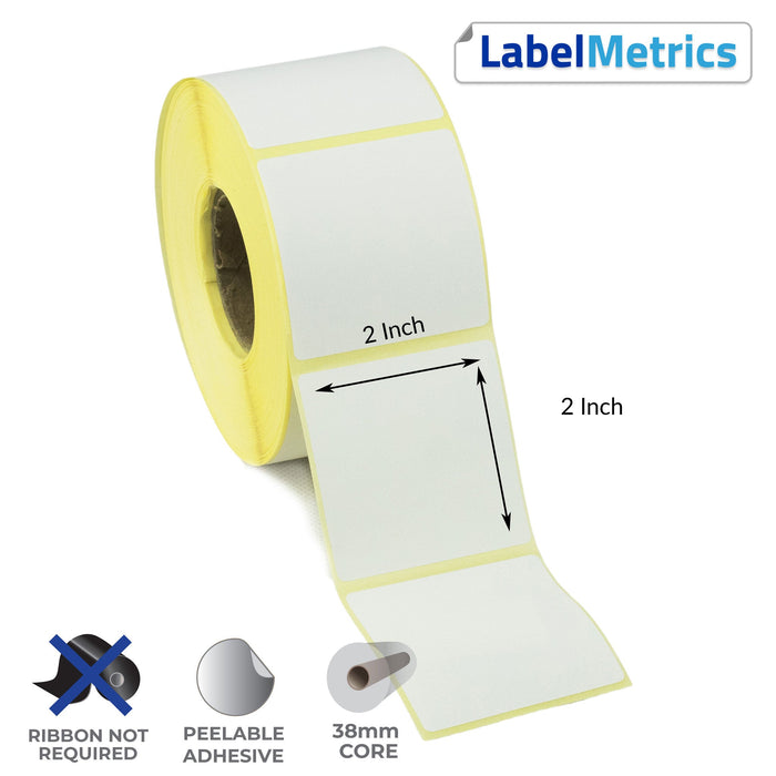 2x2 Inch Direct Thermal Labels - Removable Adhesive