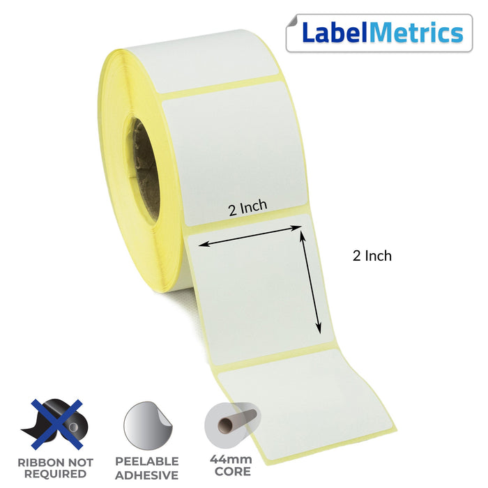 2x2 Inch Direct Thermal Labels - Removable Adhesive