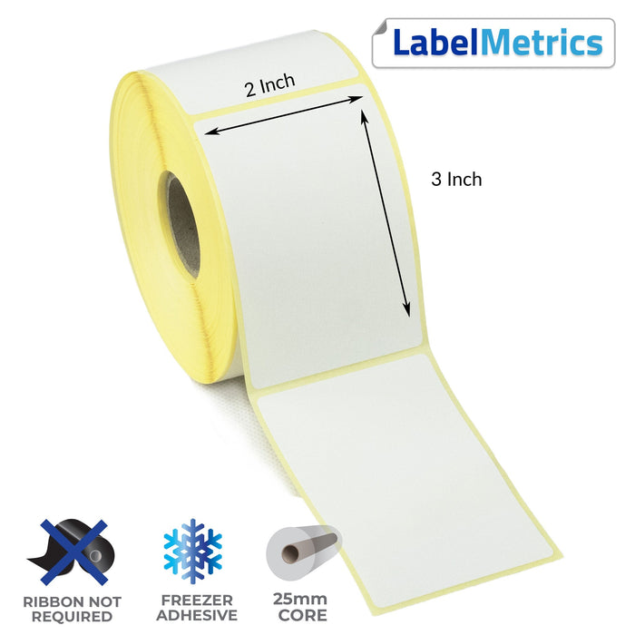 2x3 Inch Direct Thermal Labels - Freezer Adhesive