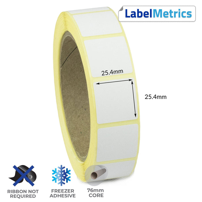 25.4 x 25.4mm Direct Thermal Labels - Freezer Adhesive