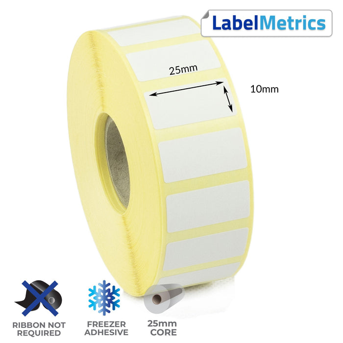 25 x 10mm Direct Thermal Labels - Freezer Adhesive