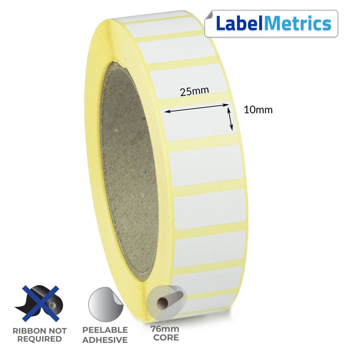 25 x 10mm Direct Thermal Labels - Removable Adhesive