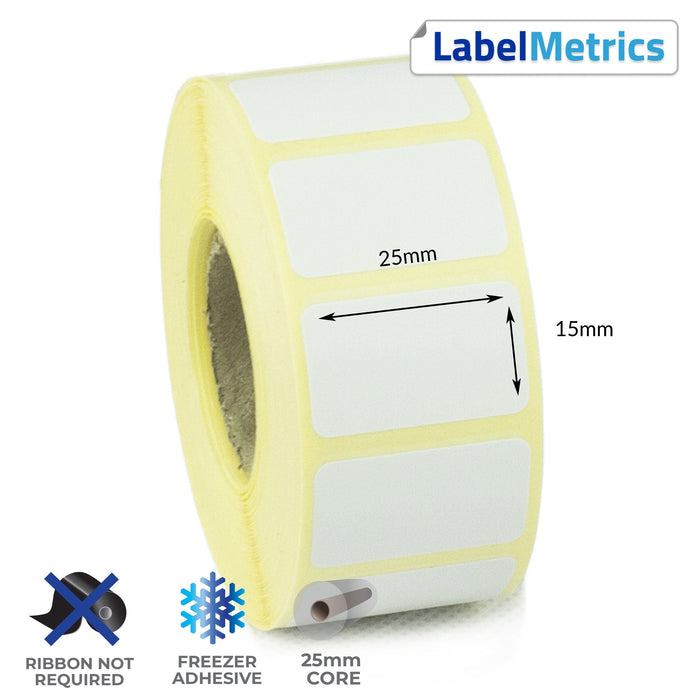 25 x 15mm Direct Thermal Labels - Freezer Adhesive