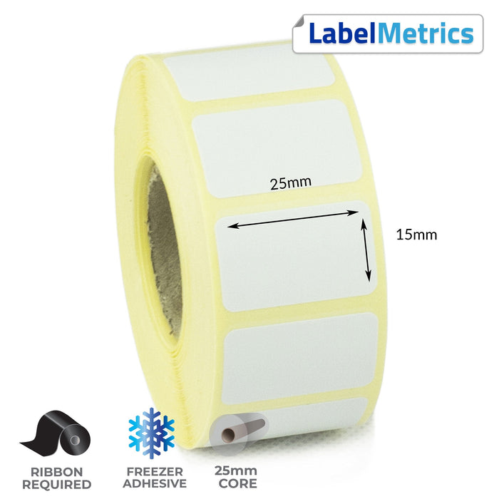 25 x 15mm Thermal Transfer Labels - Freezer Adhesive