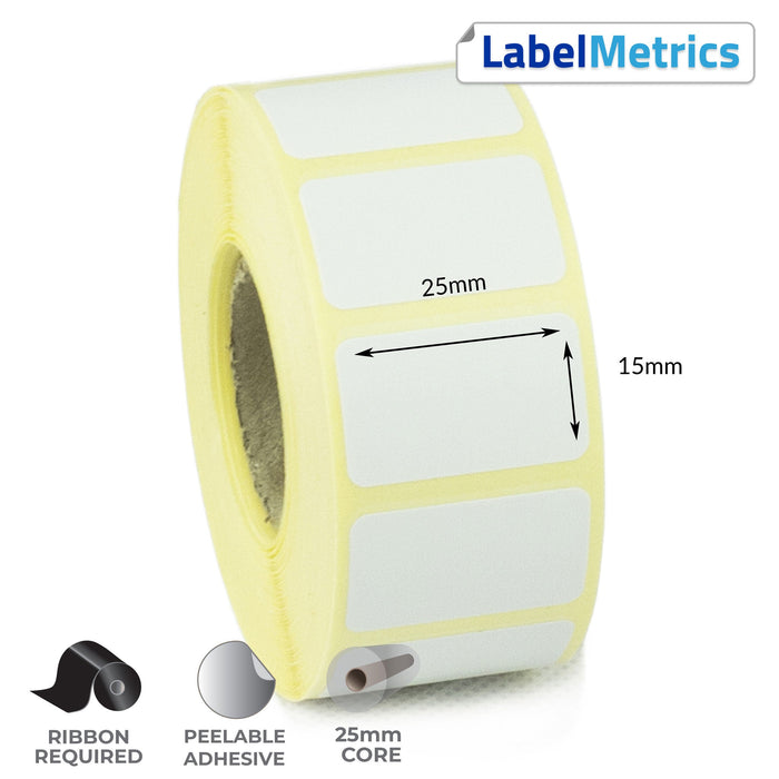 25 x 15mm Thermal Transfer Labels - Removable Adhesive