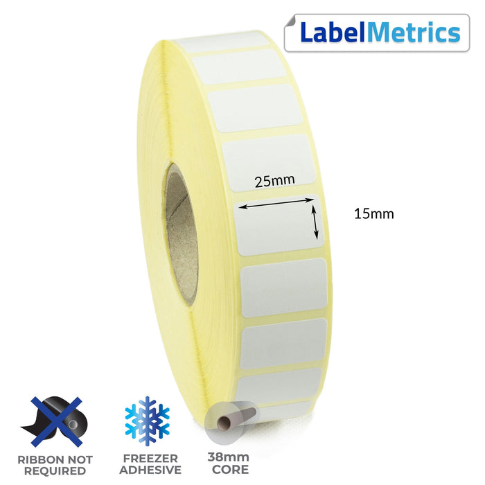 25 x 15mm Direct Thermal Labels - Freezer Adhesive