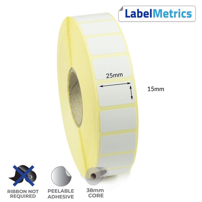 25 x 15mm Direct Thermal Labels - Removable Adhesive