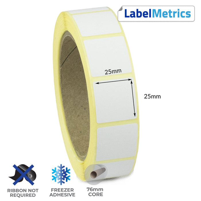 25 x 25mm Direct Thermal Labels - Freezer Adhesive