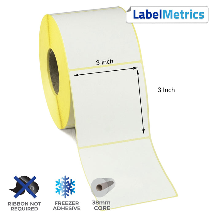 3x3 Inch Direct Thermal Labels - Freezer Adhesive