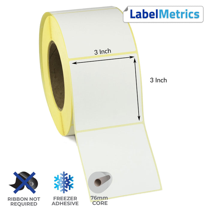 3x3 Inch Direct Thermal Labels - Freezer Adhesive