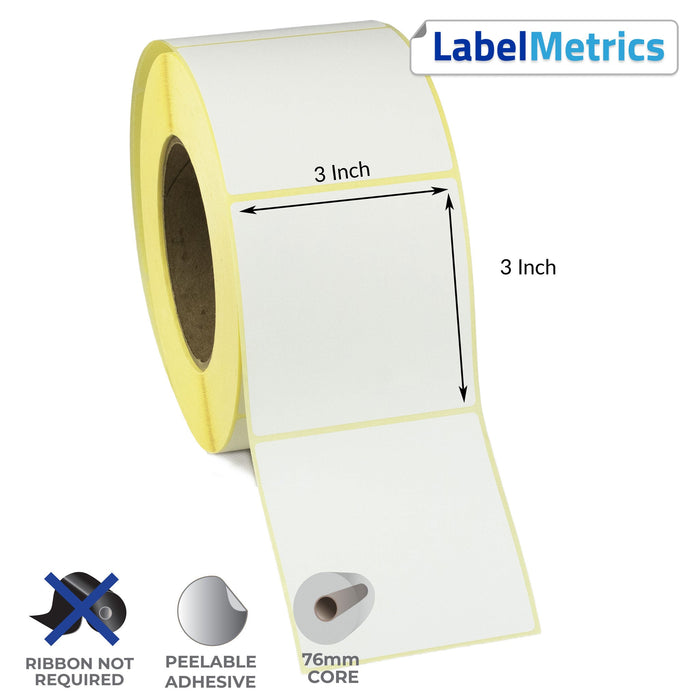 3x3 Inch Direct Thermal Labels - Removable Adhesive