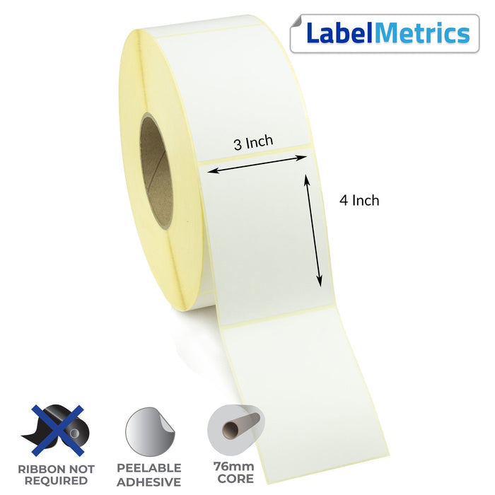 3x4 Inch Direct Thermal Labels - Removable Adhesive