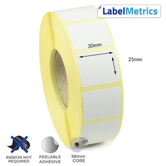 30 x 25mm Direct Thermal Labels - Removable Adhesive