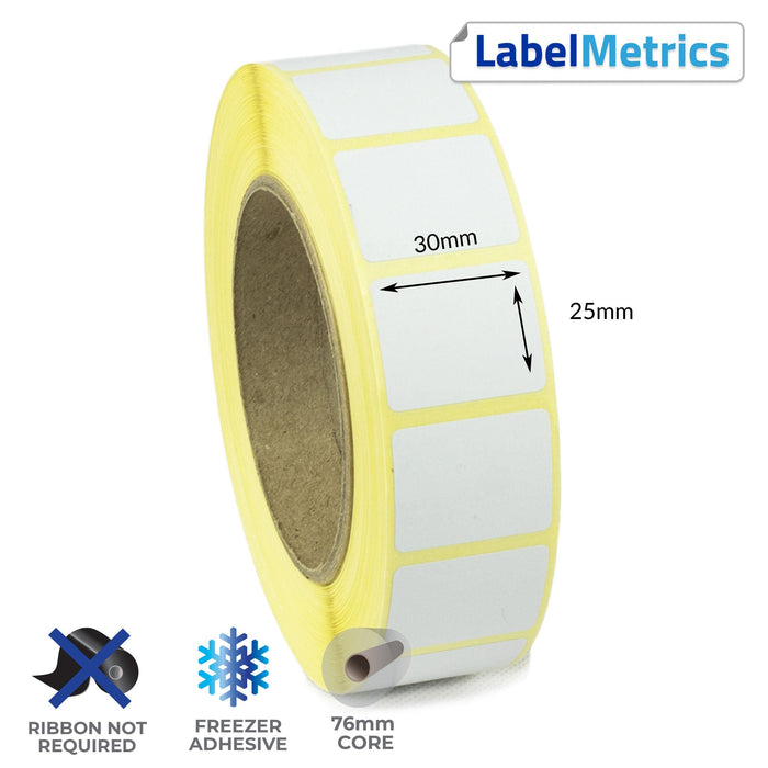 30 x 25mm Direct Thermal Labels - Freezer Adhesive