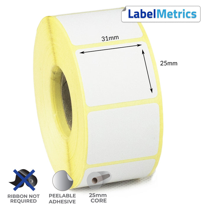 31 x 25mm Direct Thermal Labels - Removable Adhesive