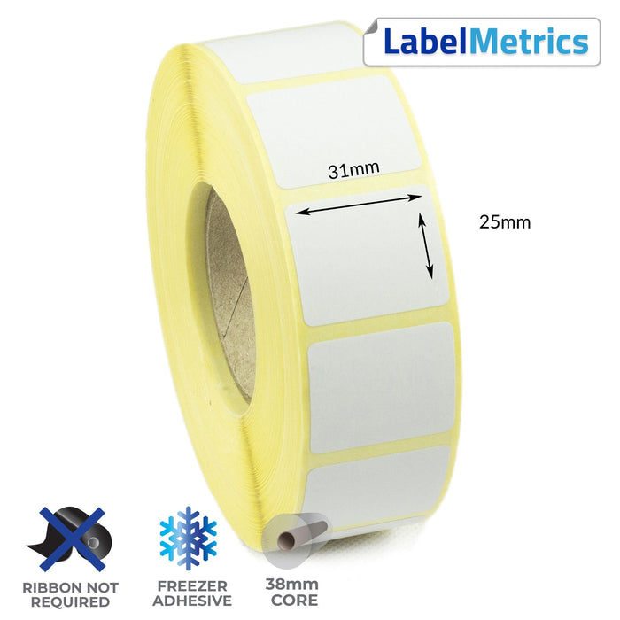 31 x 25mm Direct Thermal Labels - Freezer Adhesive