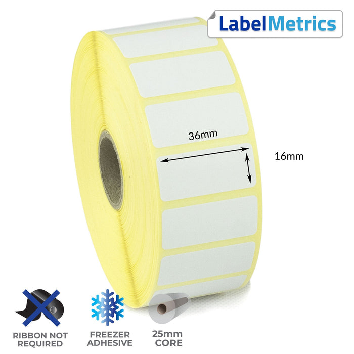 36 x 16mm Direct Thermal Labels - Freezer Adhesive