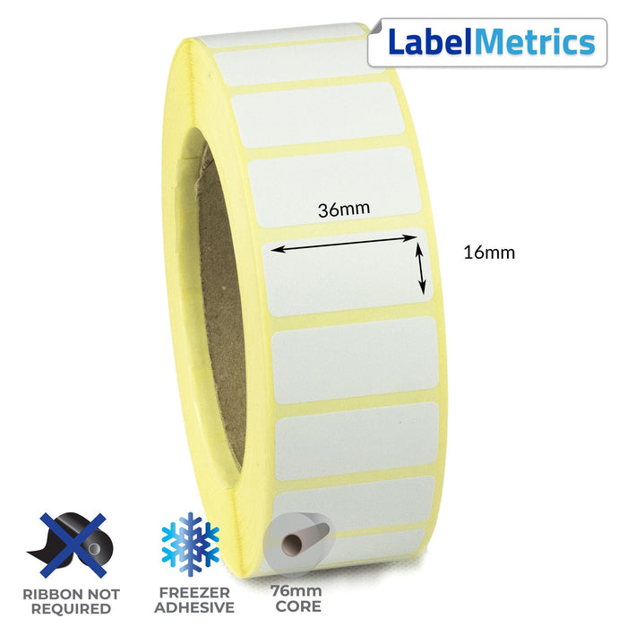 36 x 16mm Direct Thermal Labels - Freezer Adhesive