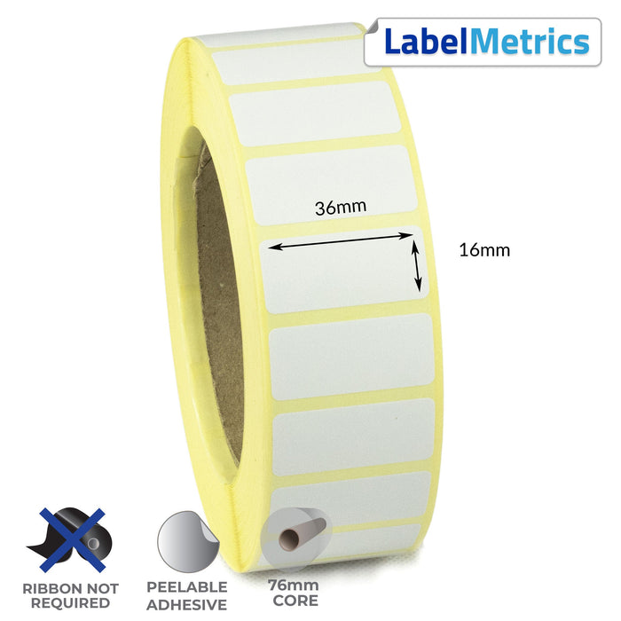 36 x 16mm Direct Thermal Labels - Removable Adhesive